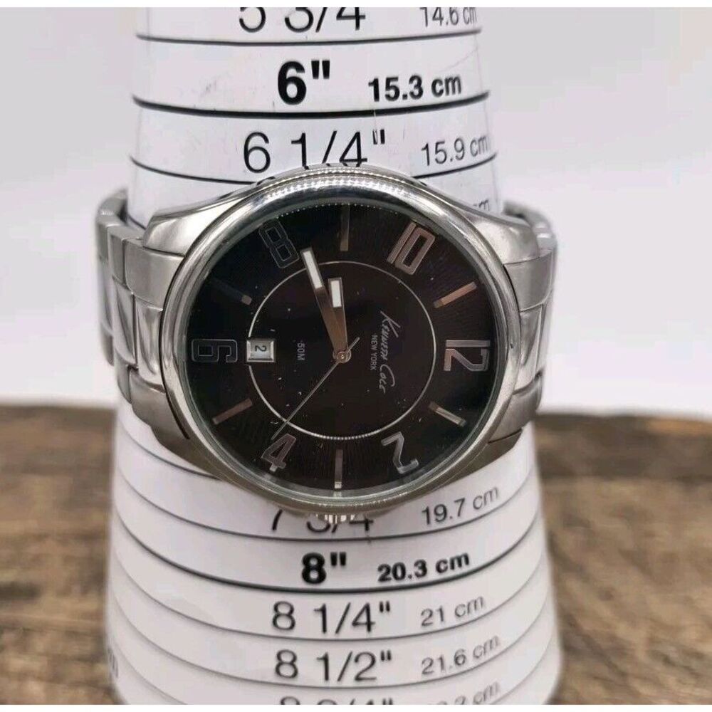Men's Stainless Steel Kenneth Cole 42mm Watch With Black Dial - New Battery - Picture 10 of 11